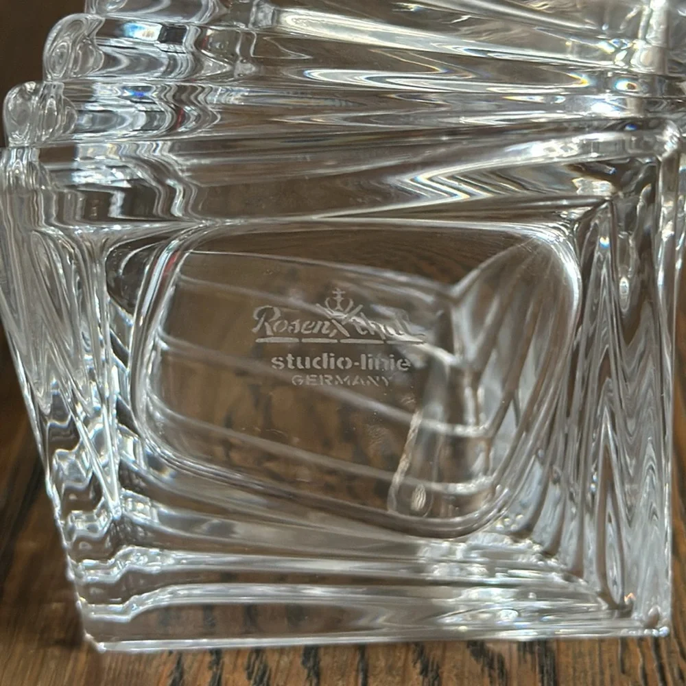 Rosenthal Studio Linie Signed Square Twisted Turnus Stacked Crystal Vase 3.5